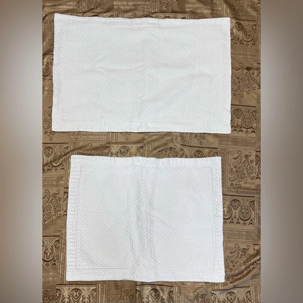 Restoration Hardware 2pc Set Quilted Ivory King & Standard Sham Pillowcase
